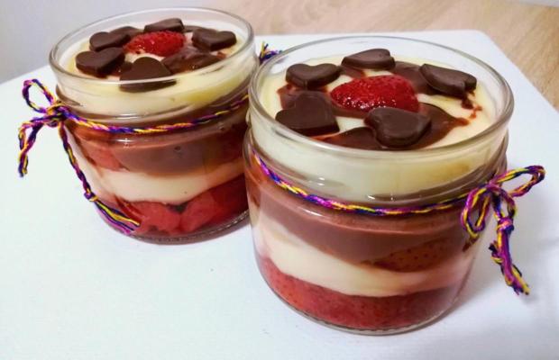 Domáci termix s jahodovým kompótom, Poháre, pudingy, recept, sedita321123