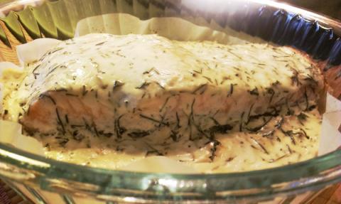 Losos s kyslou smotanou a kôprom - recept postup 4