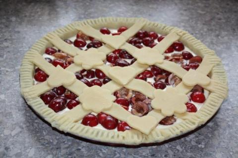 Čerešňovo - tvarohový koláč - recept postup 6