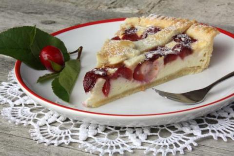 Čerešňovo - tvarohový koláč - recept postup 9