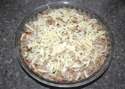 Sypaný jablkový koláč s tvarohom - recept postup 8