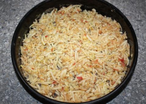 Sypaný makovo - orechový koláč s jablkami - recept postup 5