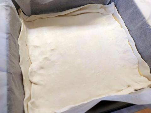Slaný cuketový koláč z lístkového cesta - recept postup 1