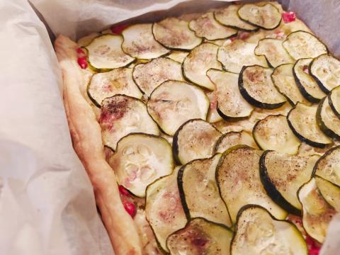 Slaný cuketový koláč z lístkového cesta - recept postup 6
