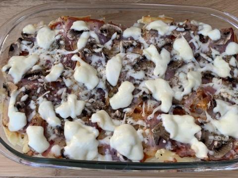 Pizza cestoviny - recept postup 1