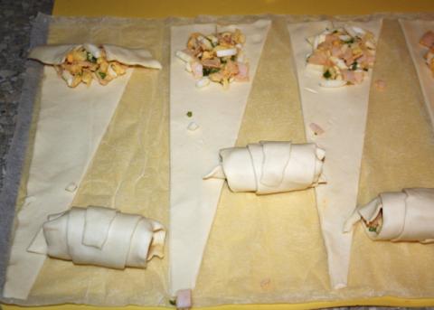 Rožky so syrom a šunkou - recept postup 3