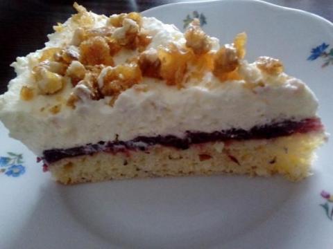 Smotanovo brusnicová torta s krokantom - recept postup 1