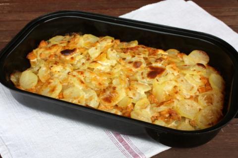 Zapekané zemiaky s mäsom - recept postup 7