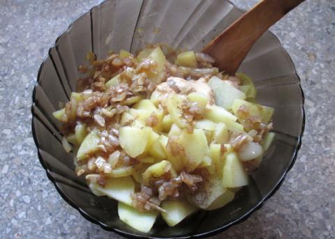 Zemiakový šalát s rukolou a šampiňónmi - recept postup 3
