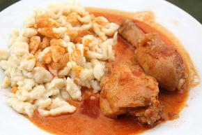 Kurací perkelt s haluškami, recept, Kamila