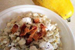 Tekvicové halušky so smotanovo-syrovou omáčkou, recept, M.á.r.i.a