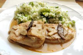Bravčové na hubách s brokolicovou ryžou, recept, dasa_