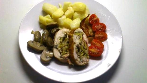 pórkovo-hubová kuracia roláda - recept