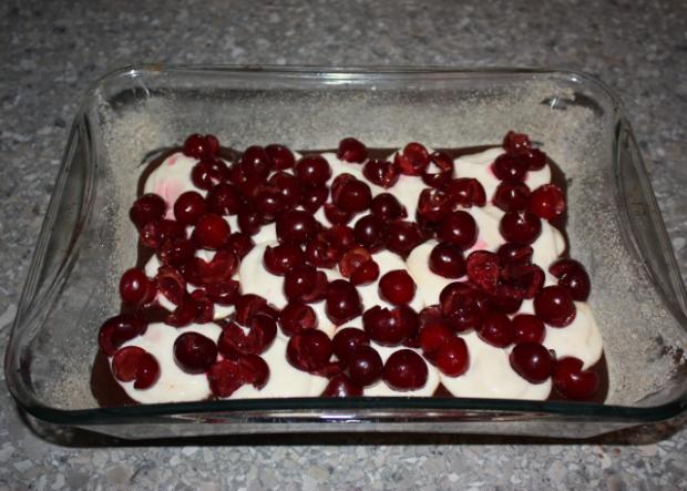 Cheesecake brownies s višňami - recept postup 6