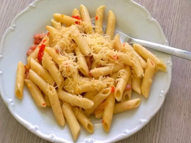 Paprikovo-slaninové penne, Hlavné jedlá, recept, anjeli
