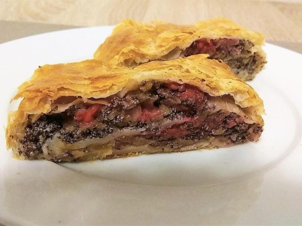 Jablkovo-malinový závin z lístkového cesta, Koláče, recept, sedita321123