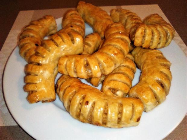 Jablkové rožteky z lístkového cesta, Koláče, recept, sedita321123
