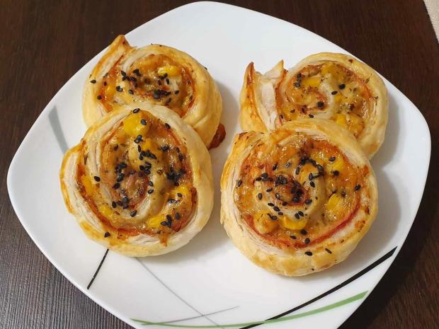 Slimáky z lístkového cesta, Slané, recept, Slavka K