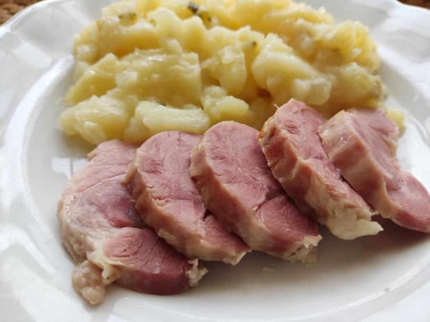 Zemiakový šalát s cibuľou bez majonézy, Hlavné jedlá, recept, dasa_