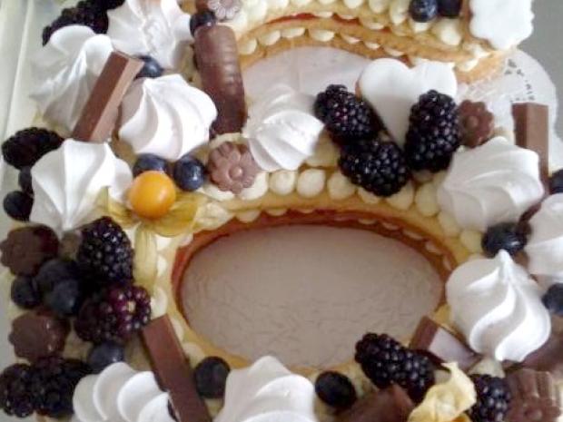Nahá torta v tvare čísla, Torty, recept, M.á.r.i.a